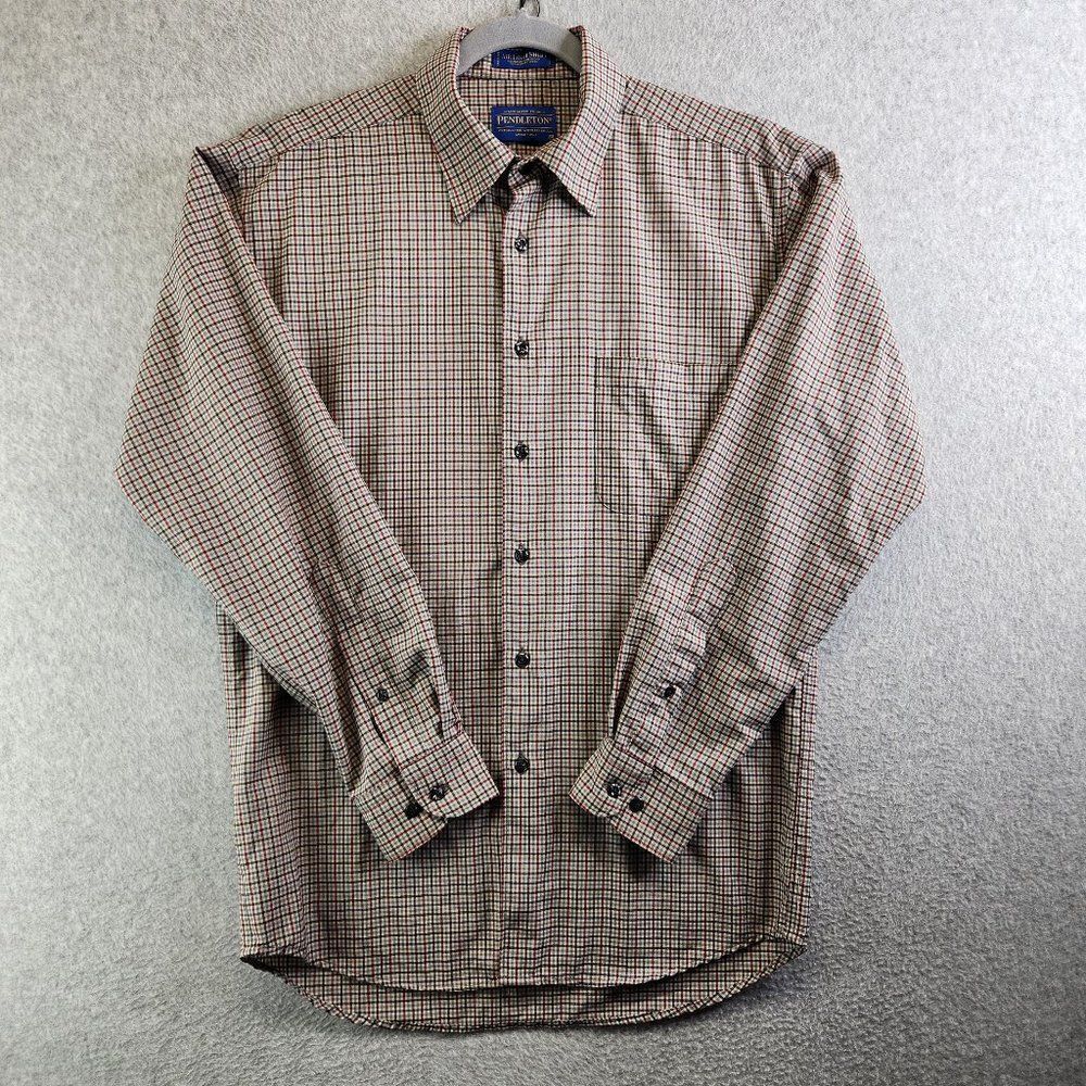 Pendelton Shirt Mens M Brown Plaid Air Loom Worsted Wool Outdoorsman Gorpcore